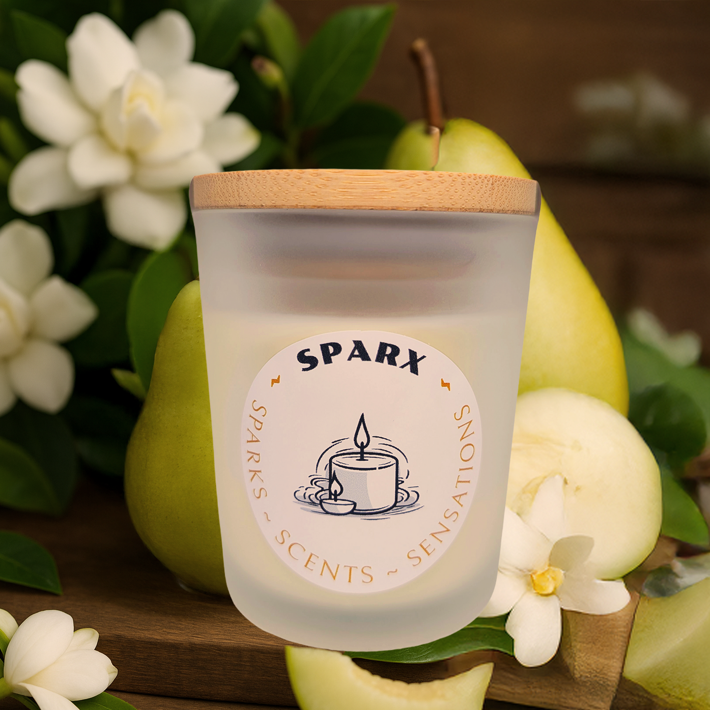 OPALINE VEIL (GARDENIA) Scented Soy Candle in Frosted Glass