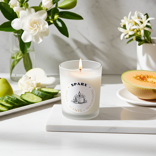 OPALINE VEIL (GARDENIA) Scented Soy Candle in Frosted Glass