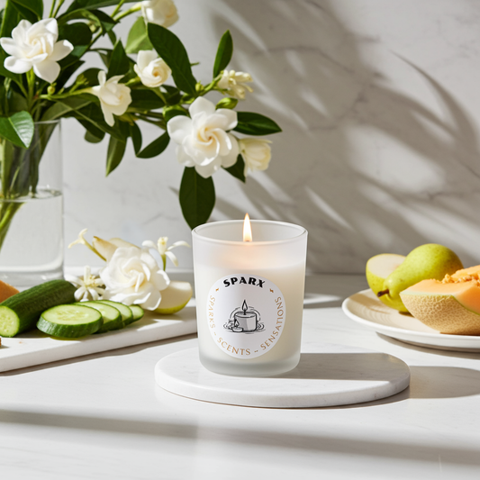 OPALINE VEIL (GARDENIA) Scented Soy Candle in Frosted Glass