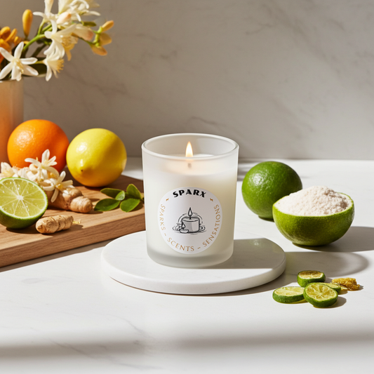 RADIANT ASCENT (YUZU) Scented Soy Candle in Frosted Glass