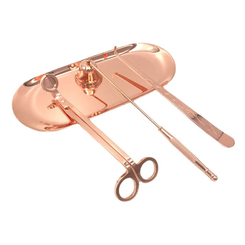 Stainless Steel 4-Piece Candle Care Set – Wick Trimmer, Snuffer, Dipper & Tray