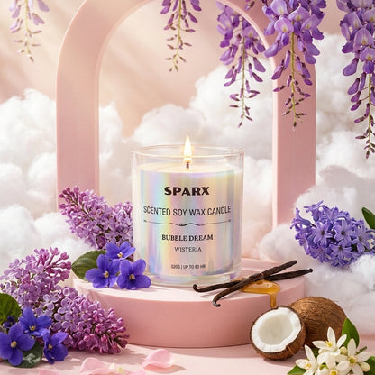 BUBBLE DREAM (WISTERIA) 仏鈴の境 Scented Soy Candle in Iridescent Glass