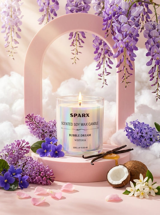 BUBBLE DREAM (WISTERIA) 仏鈴の境 Scented Soy Candle in Iridescent Glass