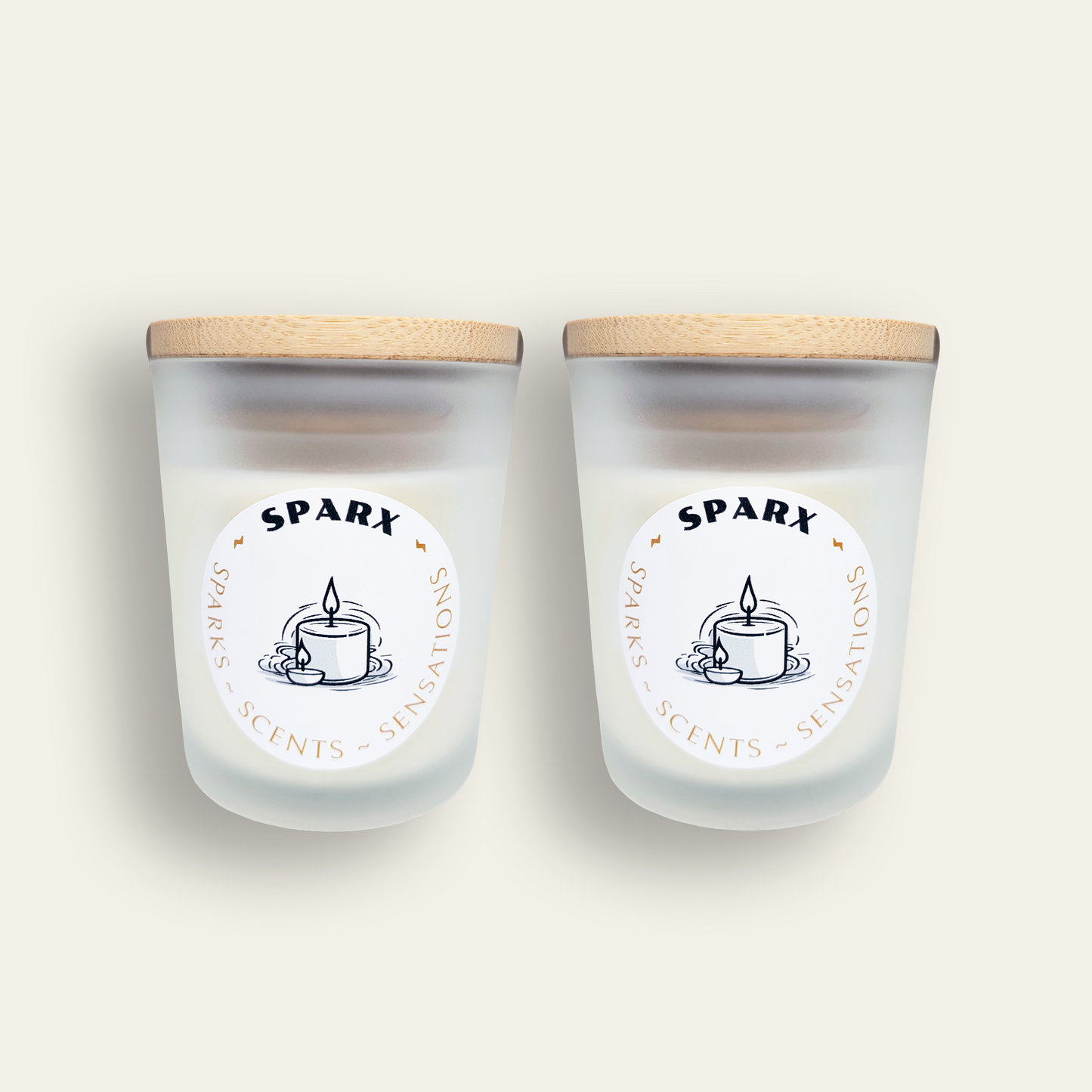 Curated Candle Set with two Scented Soy Candles in Frosted Glass - SPARX DUET SET
