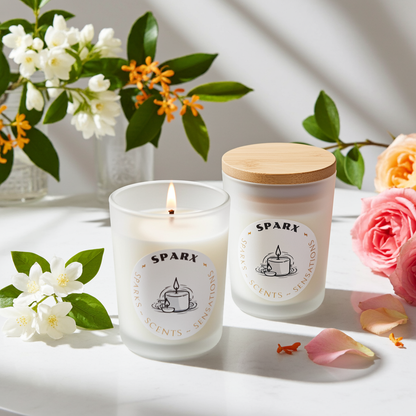 Gift-able Candle Set with two Scented Soy Candles in Frosted Glass | SPARX DUET SET