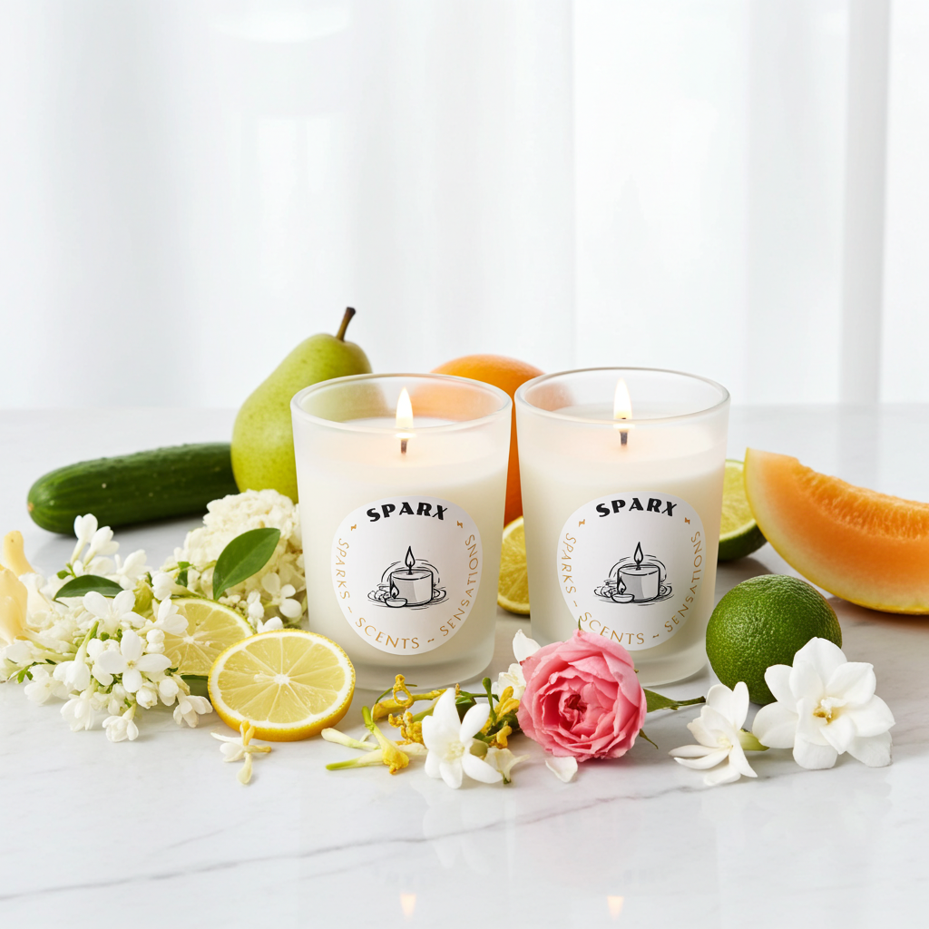 Gift-able Candle Set with two Scented Soy Candles in Frosted Glass | SPARX DUET SET