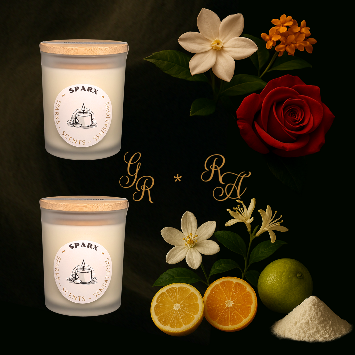 Gift-able Candle Set with two Scented Soy Candles in Frosted Glass | SPARX DUET SET