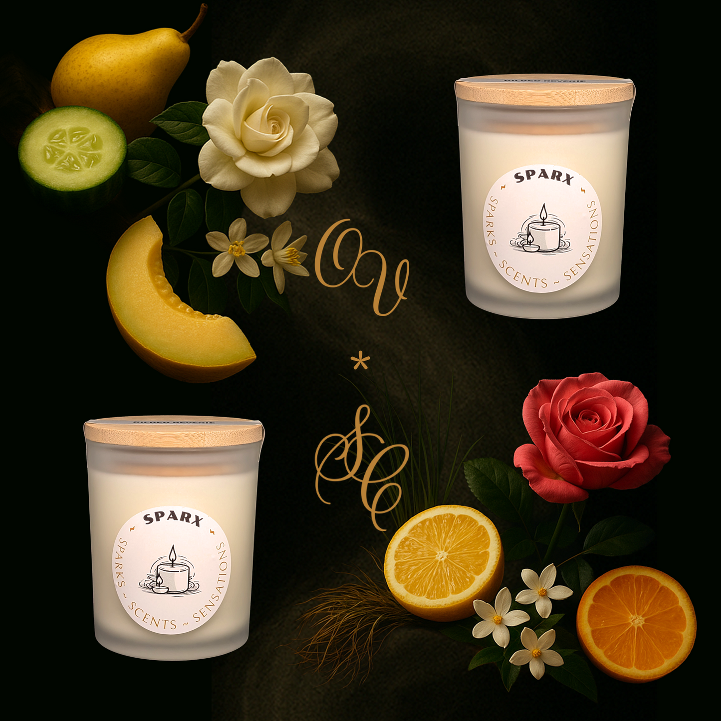 Gift-able Candle Set with two Scented Soy Candles in Frosted Glass | SPARX DUET SET