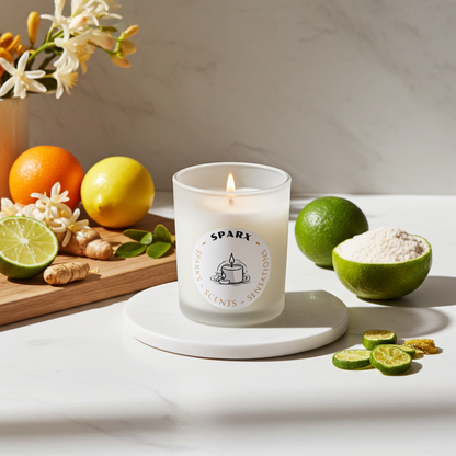 RADIANT ASCENT (YUZU) Scented Soy Candle in Frosted Glass 九天の柚