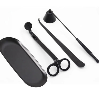 Stainless Steel 4-Piece Candle Care Set – Wick Trimmer, Snuffer, Dipper & Tray