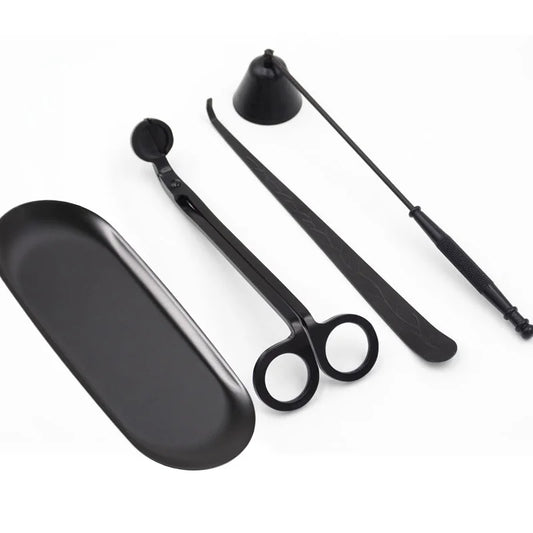 Stainless Steel 4-Piece Candle Care Set – Wick Trimmer, Snuffer, Dipper & Tray
