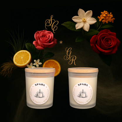 Gift-able Candle Set with two Scented Soy Candles in Frosted Glass | SPARX DUET SET