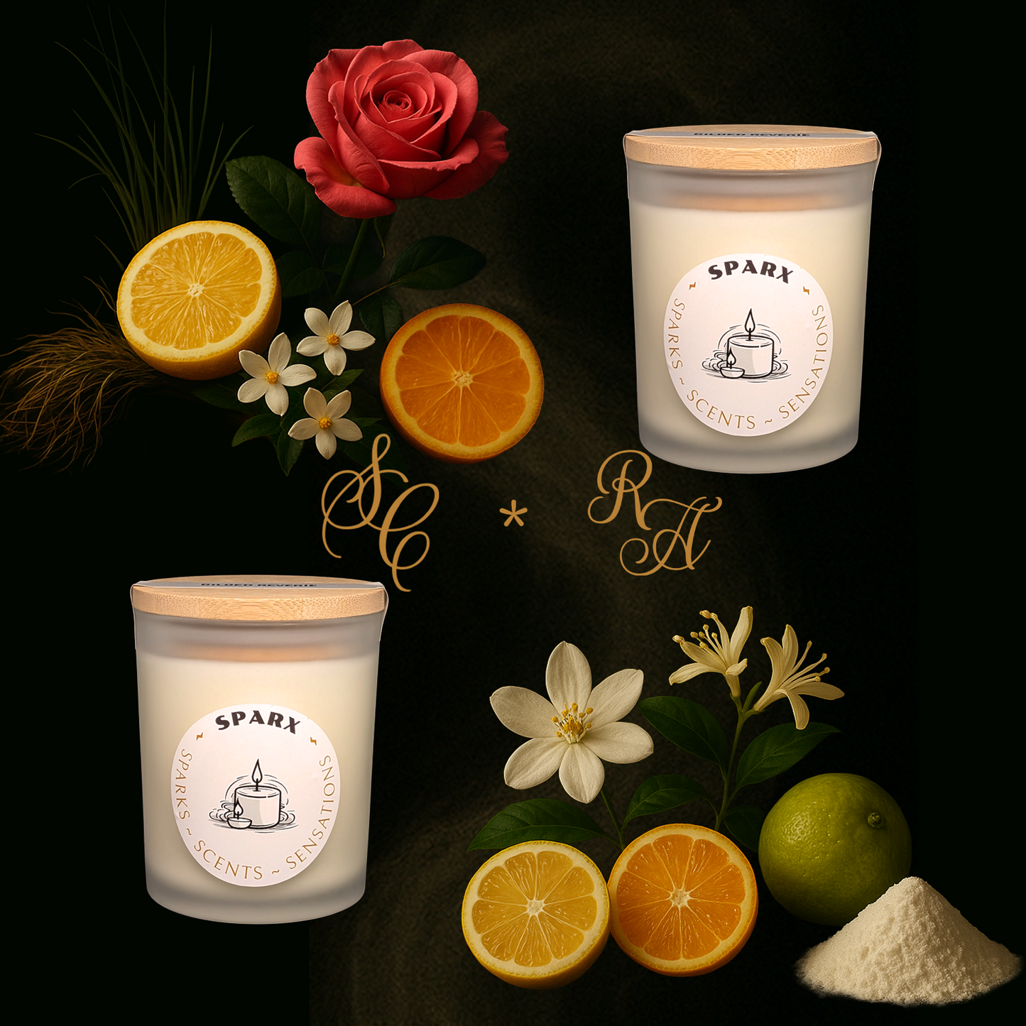 Gift-able Candle Set with two Scented Soy Candles in Frosted Glass | SPARX DUET SET