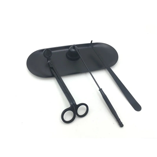 Stainless Steel 4-Piece Candle Care Set – Wick Trimmer, Snuffer, Dipper & Tray