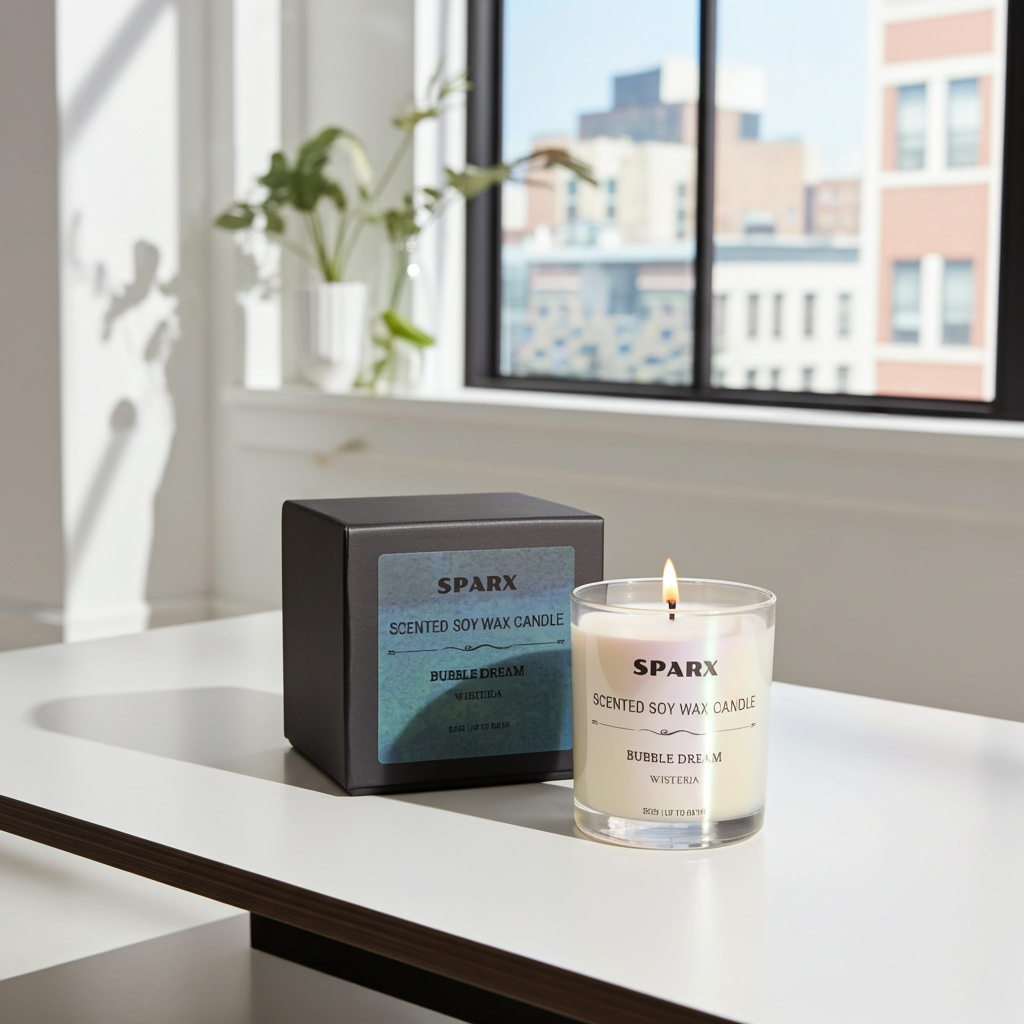 BUBBLE DREAM (WISTERIA) 仏鈴の境 Scented Soy Candle in Iridescent Glass