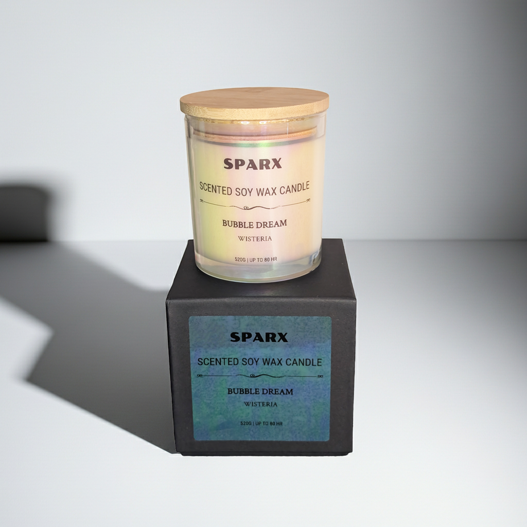 BUBBLE DREAM (WISTERIA) 仏鈴の境 Scented Soy Candle in Iridescent Glass