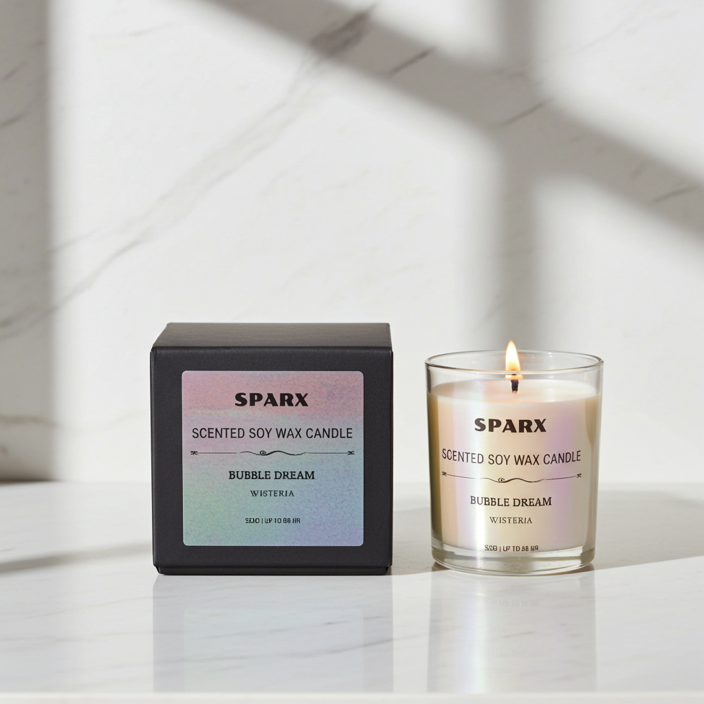 BUBBLE DREAM (WISTERIA) 仏鈴の境 Scented Soy Candle in Iridescent Glass