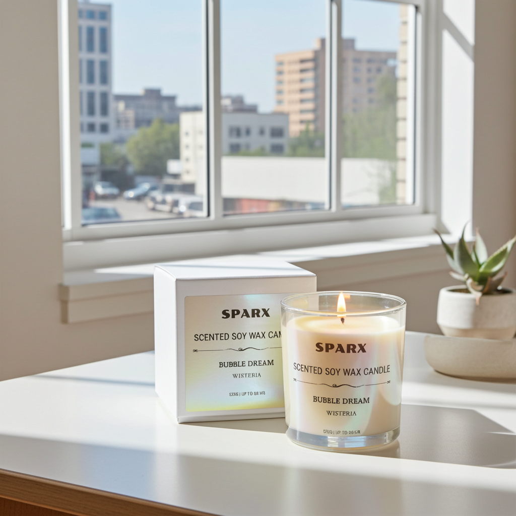 BUBBLE DREAM (WISTERIA) 仏鈴の境 Scented Soy Candle in Iridescent Glass