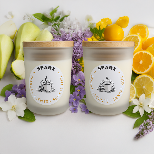 Curated Candle Set with two Scented Soy Candles in Frosted Glass - SPARX DUET SET